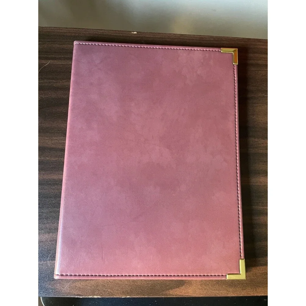 Vintage 80s Cambridge Burgundy Executive Padfolio Brass Corners Portfolio Folder